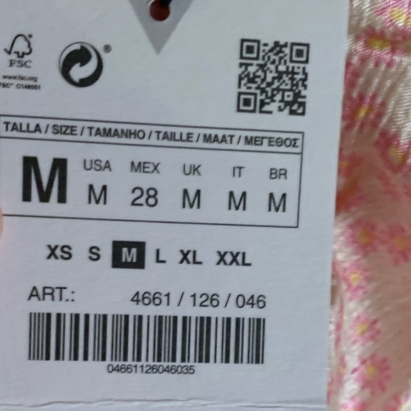 🌹NWT. Zara Pink/White Floral Print Textured Mini Dress. Size M. - Picture 8 of 10